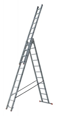 Лестница алюминиевая 3-секционная универсальная 15 ступ. (3х15) Мастер